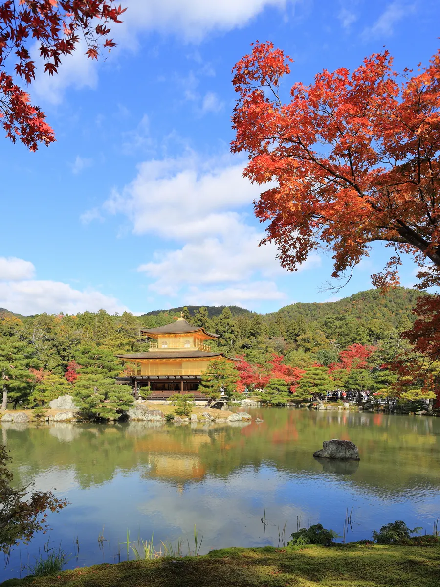 Kinkakuji golden pavilion over its pond, Kyoto